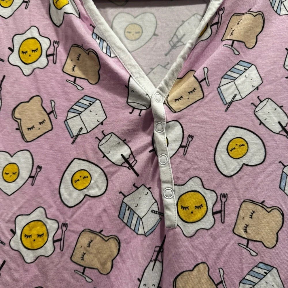 Little Sleepies Womens Pajama Set Pink Breakfast Buddies Large Bamboo - Picture 11 of 16